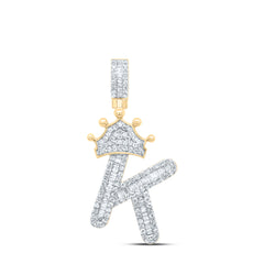 5/8CT-DIA P1P2 CROWN INITIAL "K" MENS PENDANT