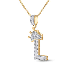 1/2CT-DIA P1P2 CROWN INITIAL "L" MENS PENDANT