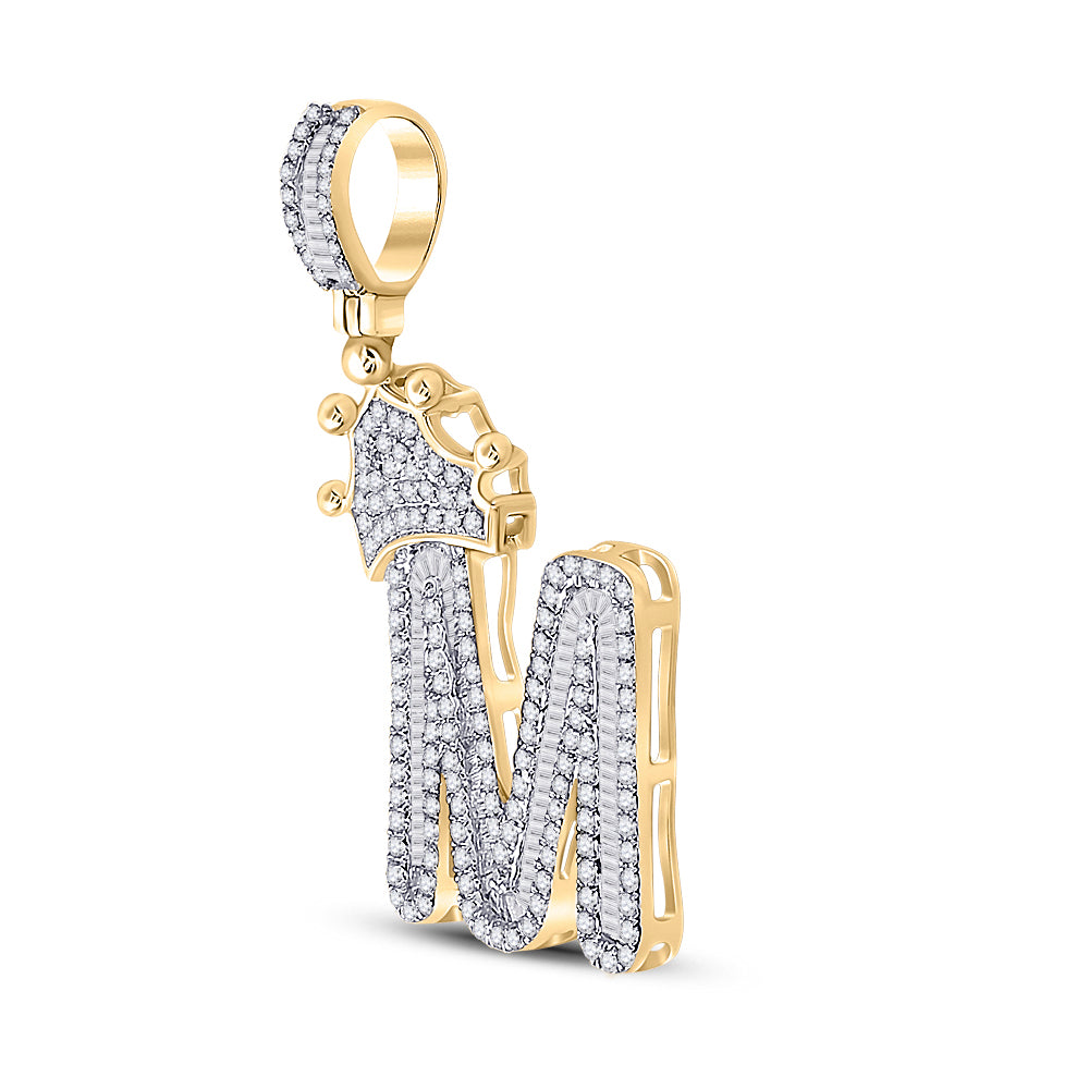 7/8CT-DIA P1P2 CROWN INITIAL "M" MENS PENDANT