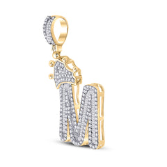 7/8CT-DIA P1P2 CROWN INITIAL "M" MENS PENDANT