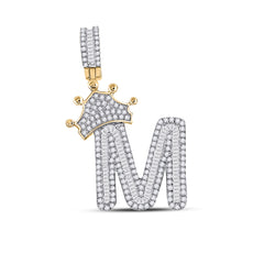 7/8CT-DIA P1P2 CROWN INITIAL "M" MENS PENDANT