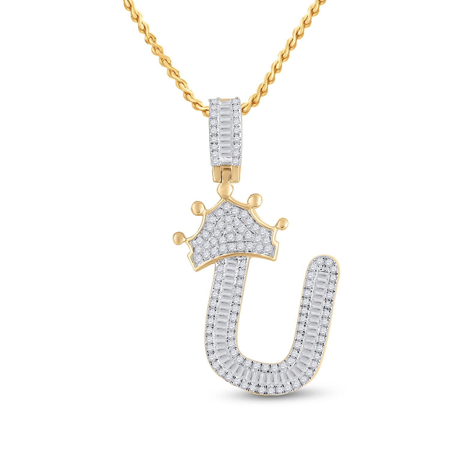 5/8CT-DIA P1P2 CROWN INITIAL "U" MENS PENDANT