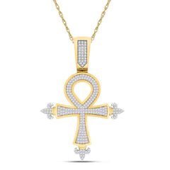 1/2 CTW-DIA P1P2 MENS ANKH CROSS CHARM