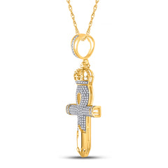 1/2 CTW-DIA P1P2 MENS ANKH CROSS CHARM