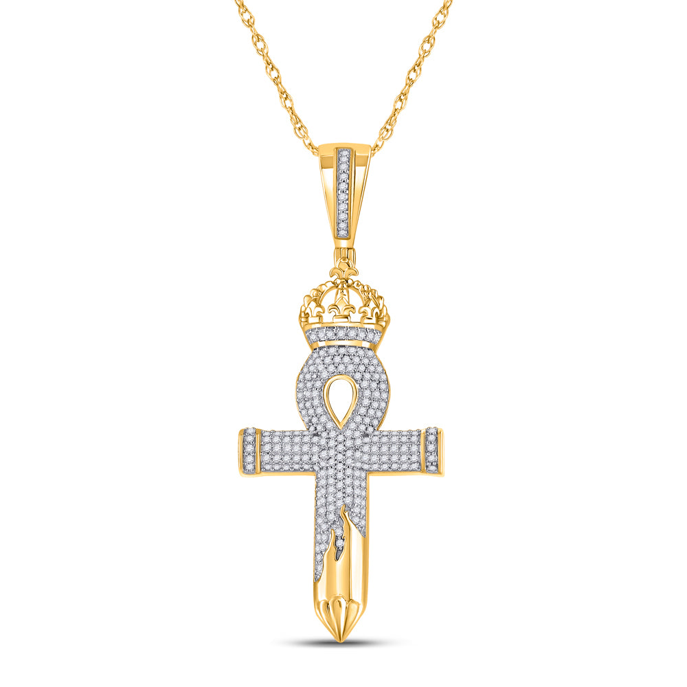 1/2 CTW-DIA P1P2 MENS ANKH CROSS CHARM