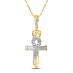 1/2 CTW-DIA P1P2 MENS ANKH CROSS CHARM