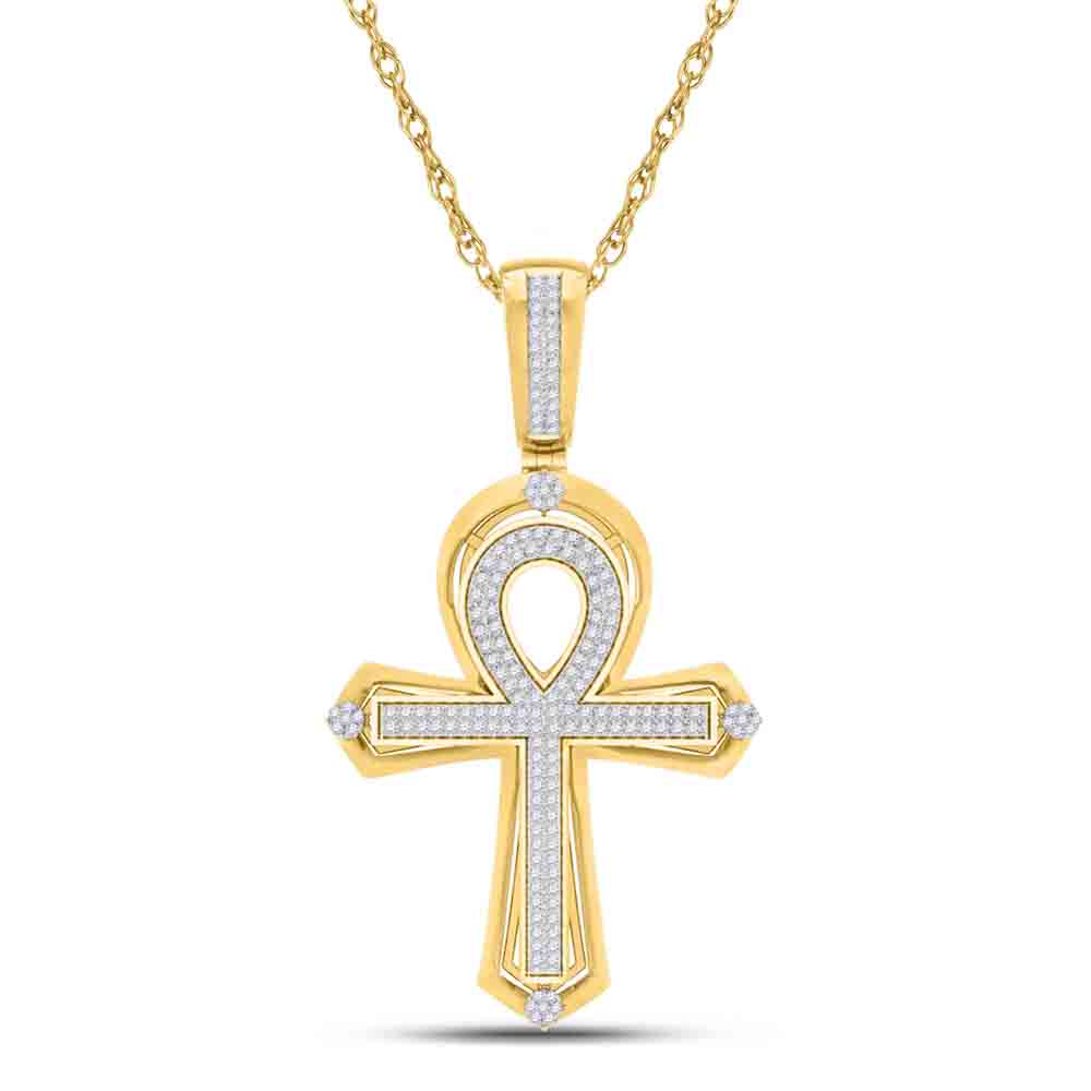 3/8 CTW-DIA P1P2 MENS ANKH CROSS CHARM