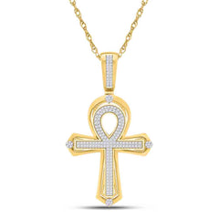 3/8 CTW-DIA P1P2 MENS ANKH CROSS CHARM