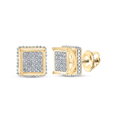 1/6 CTW-DIA P1P2 MICRO PAVE UNISEX SQUARE EARRING