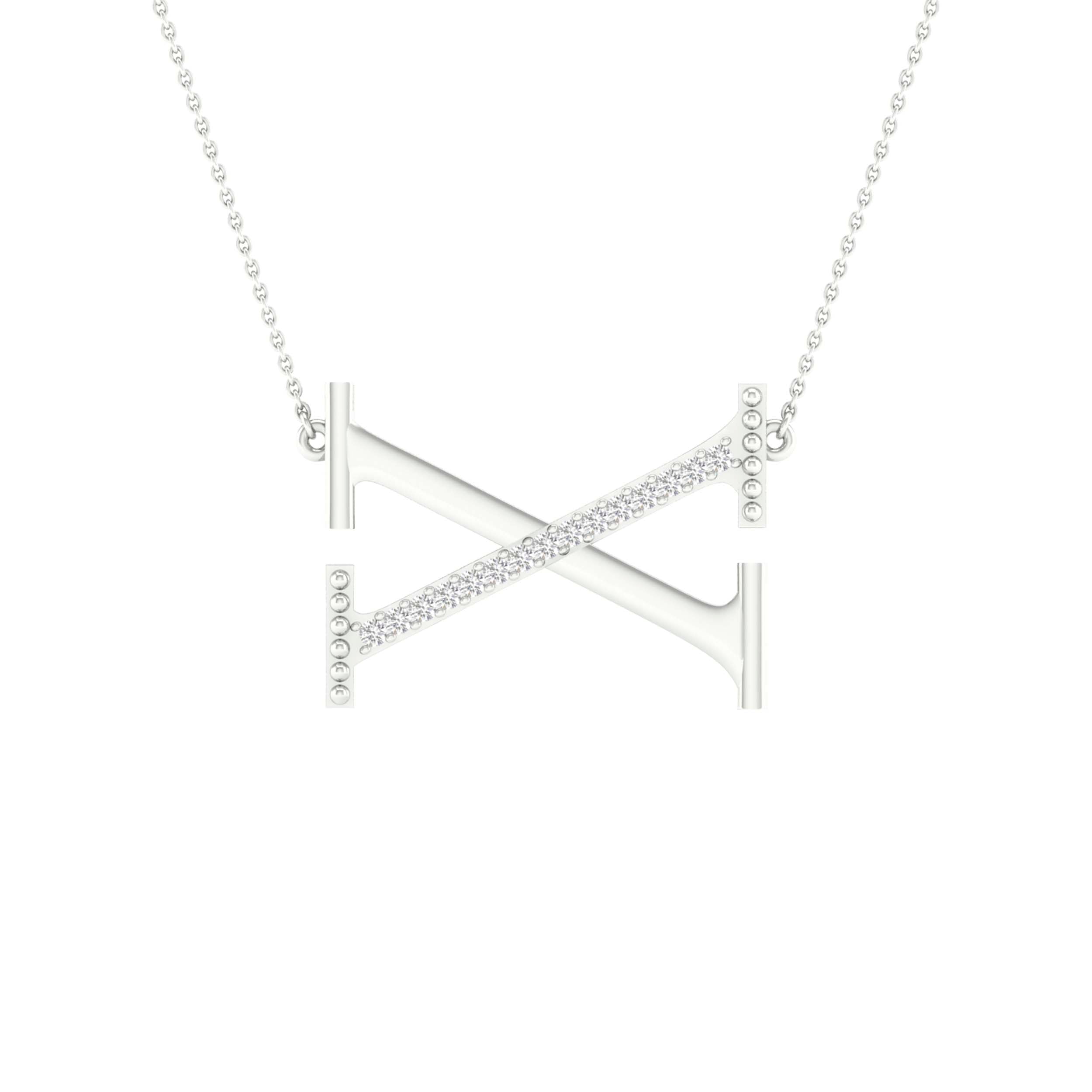 1/20CTW-DIA P1P2 LADIES INITIAL "X" NECKLACE
