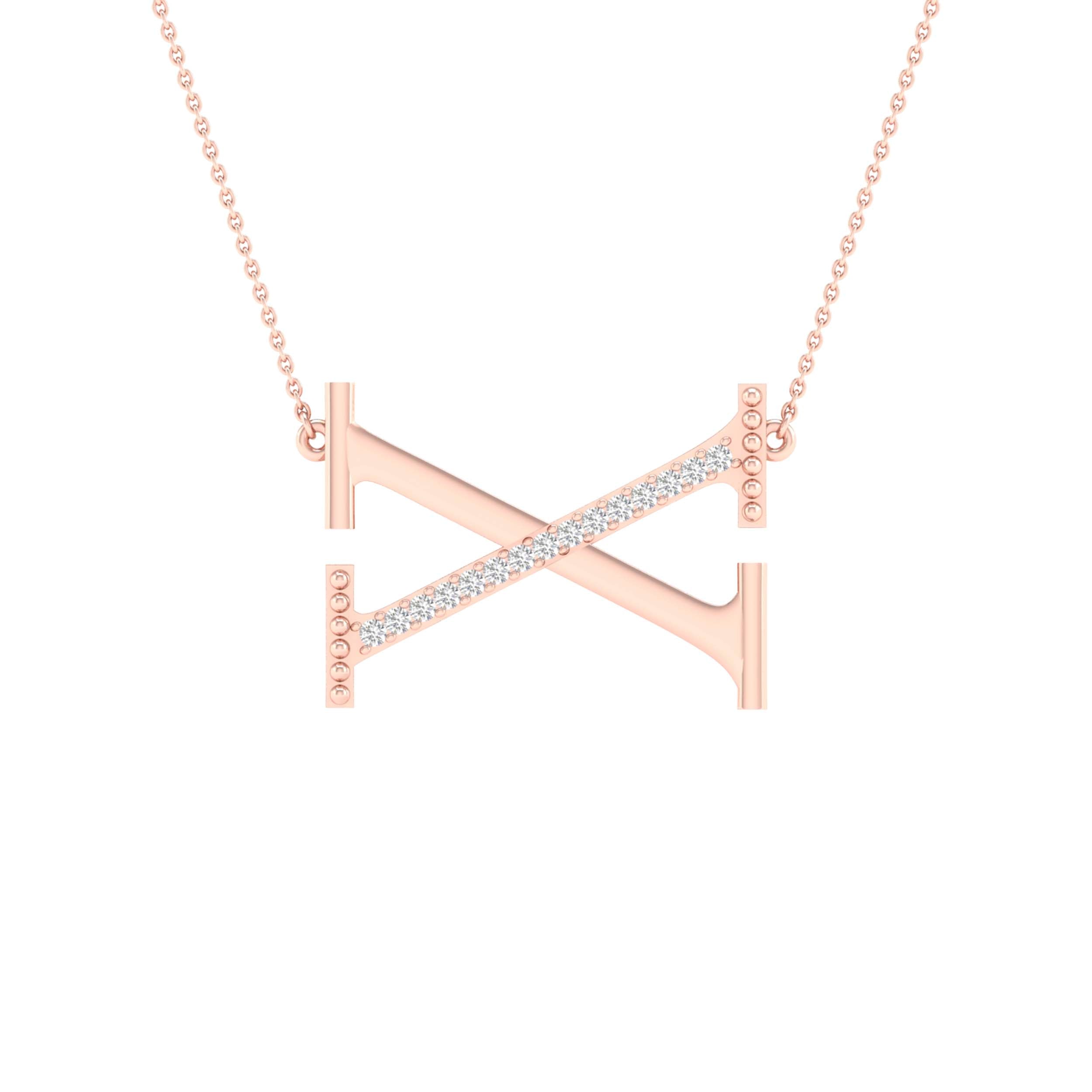 1/20CTW-DIA P1P2 LADIES INITIAL "X" NECKLACE