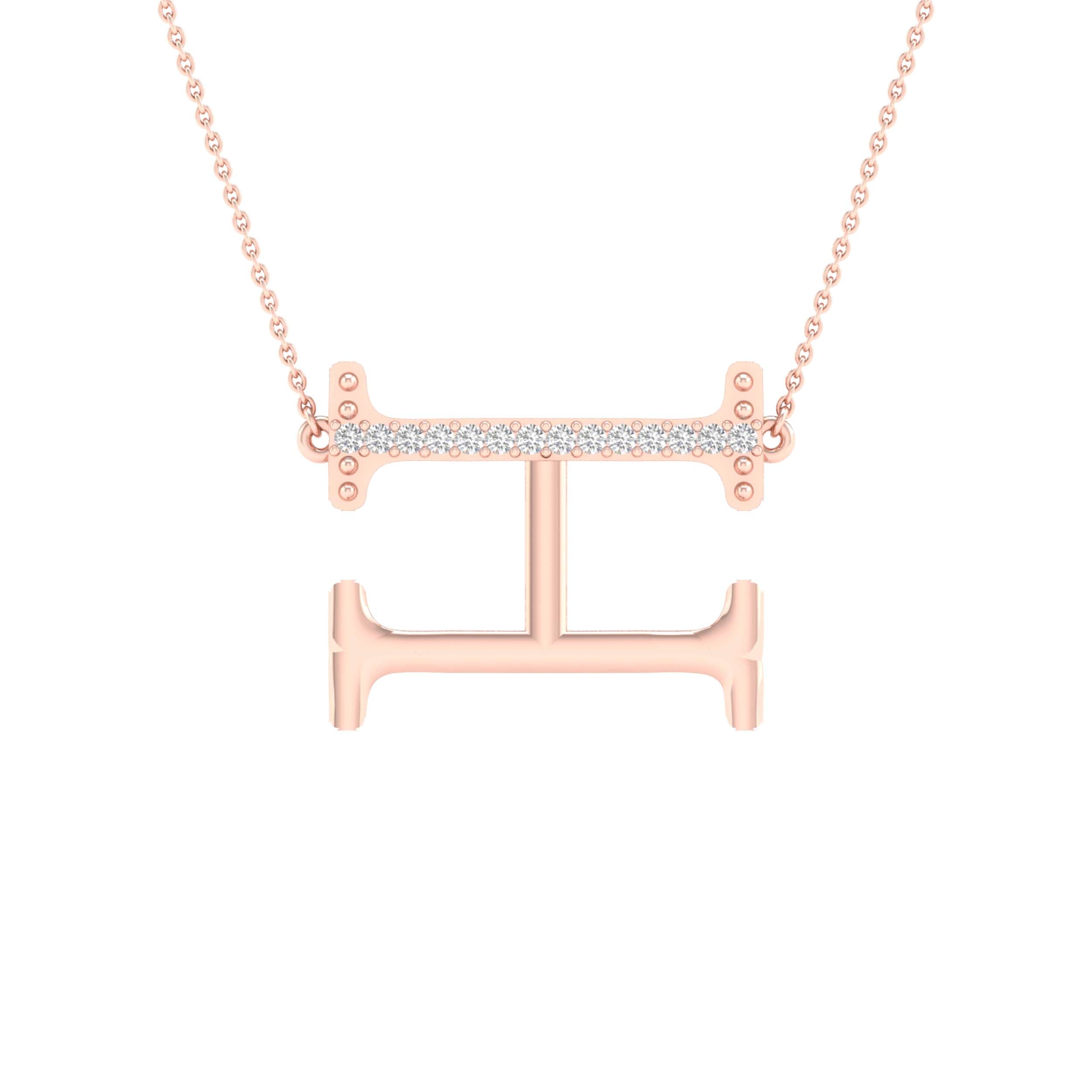 1/20CTW-DIA P1P2 LADIES INITIAL "H" NECKLACE