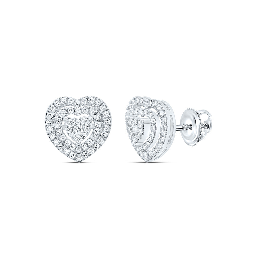 10K White Gold 1/3 CTW-Natural Diamond Heart Earring 2.22 Gram