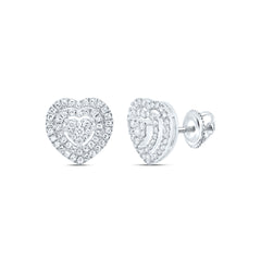 10K White Gold 1/3 CTW-Natural Diamond Heart Earring 2.22 Gram