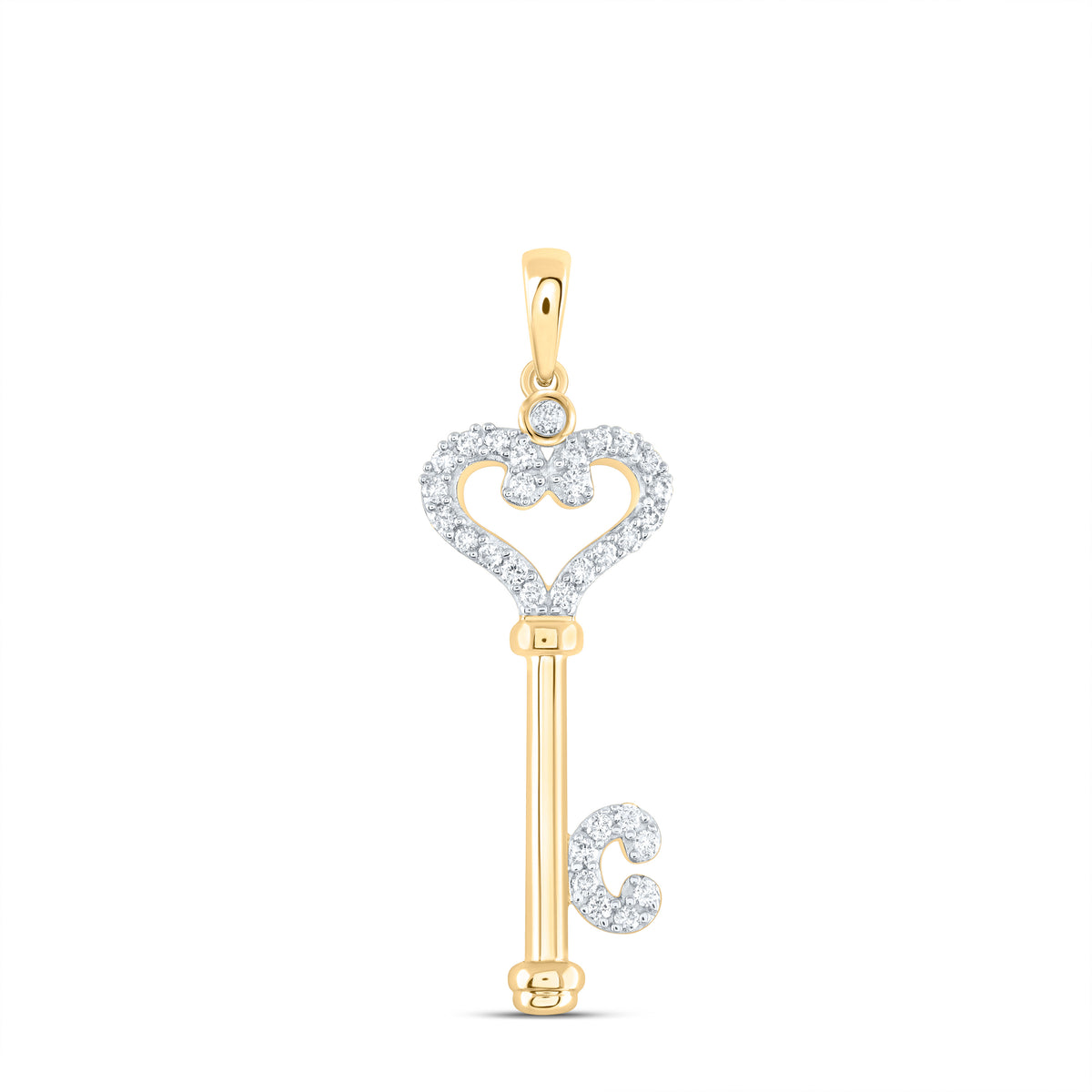 10K Yellow Gold 1/6 CTW-Natural Diamond Key Fashion Pendant 1.41 Gram