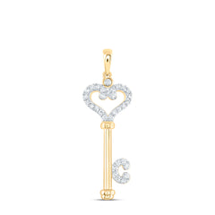 10K Yellow Gold 1/6 CTW-Natural Diamond Key Fashion Pendant 1.41 Gram