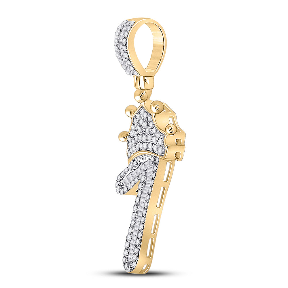 1/2CT-DIA P1P2 INITIAL "1" CROWN MENS CHARM