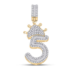 3/4CT-DIA P1P2 INITIAL "5" CROWN MENS CHARM