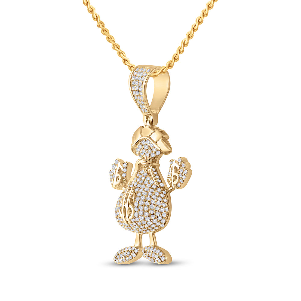 3CT-DIA CN MICRO-PAVE MONEY BAG MENS CHARM