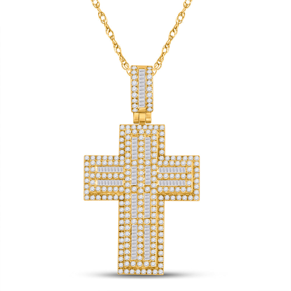 3 1/4CT-DIA CN MICRO-PAVE CROSS MENS CHARM