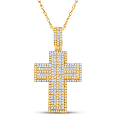 3 1/4CT-DIA CN MICRO-PAVE CROSS MENS CHARM