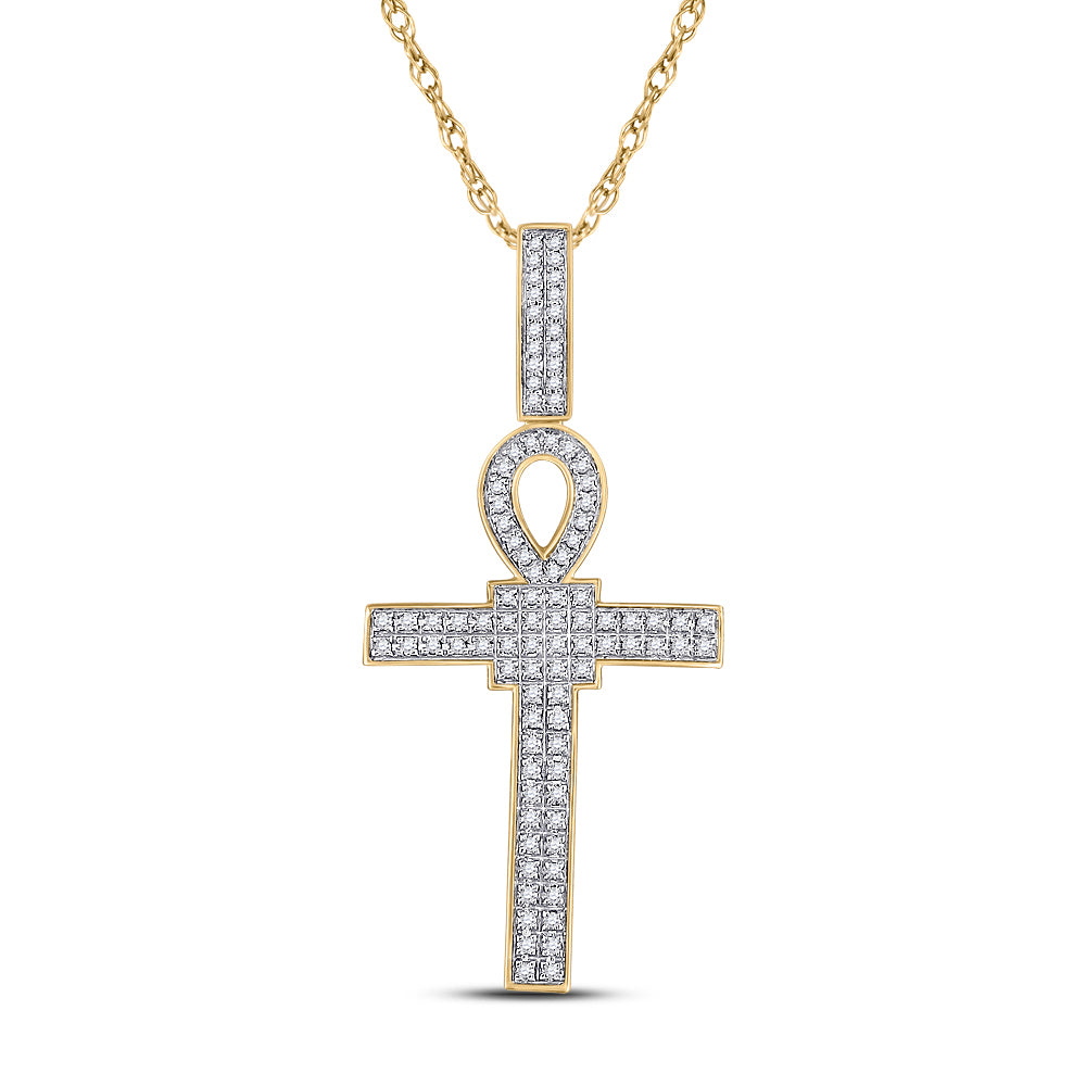 3/8CT-DIA MENS ANKH CROSS CHARM
