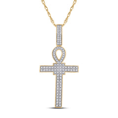 3/8CT-DIA MENS ANKH CROSS CHARM