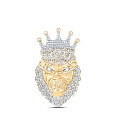 1 3/4CT-DIA NK LION FACE MENS CHARM