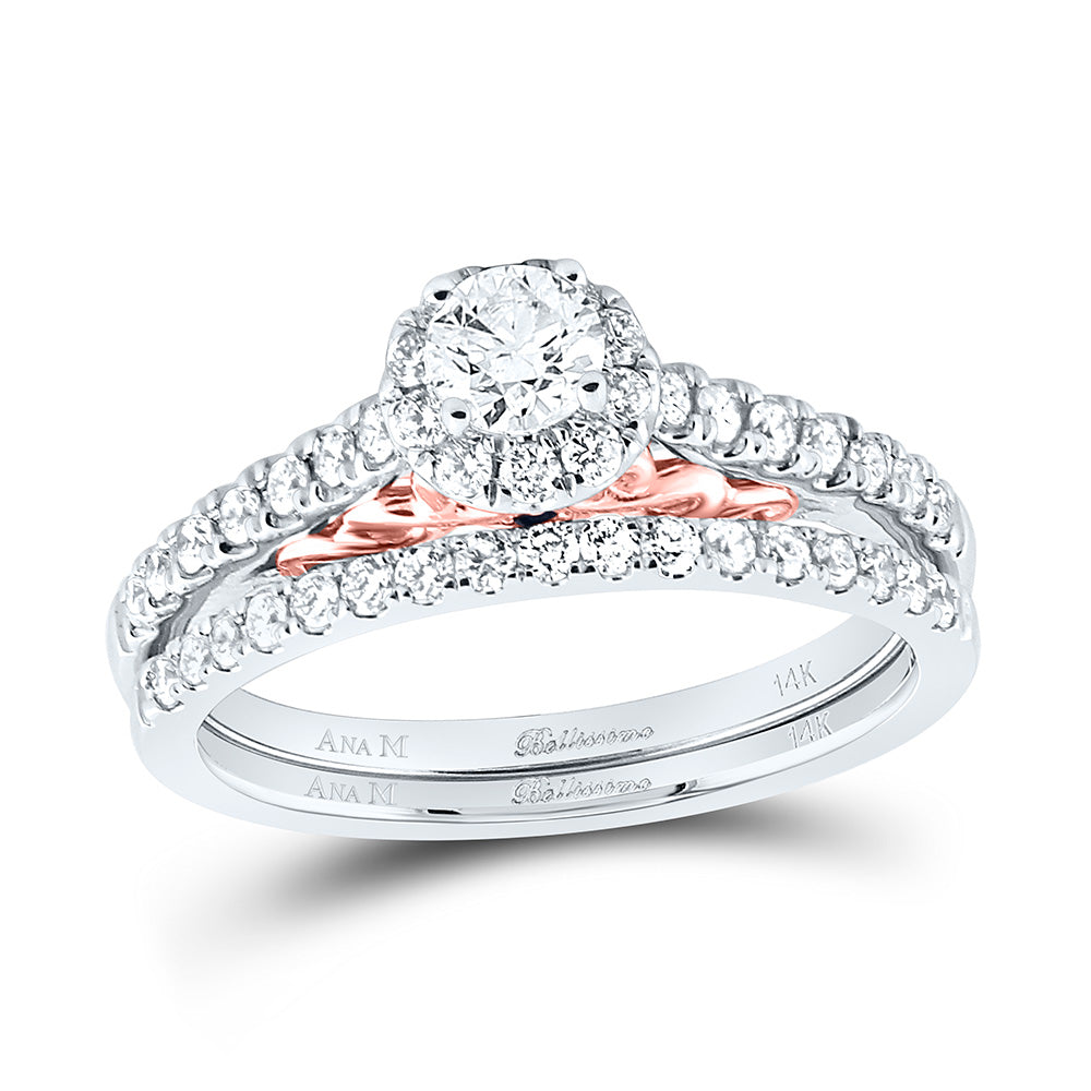 7/8CT-DIA ANA M 1/3CT-CRD BELLISSIMO NO HALO BRIDAL SET