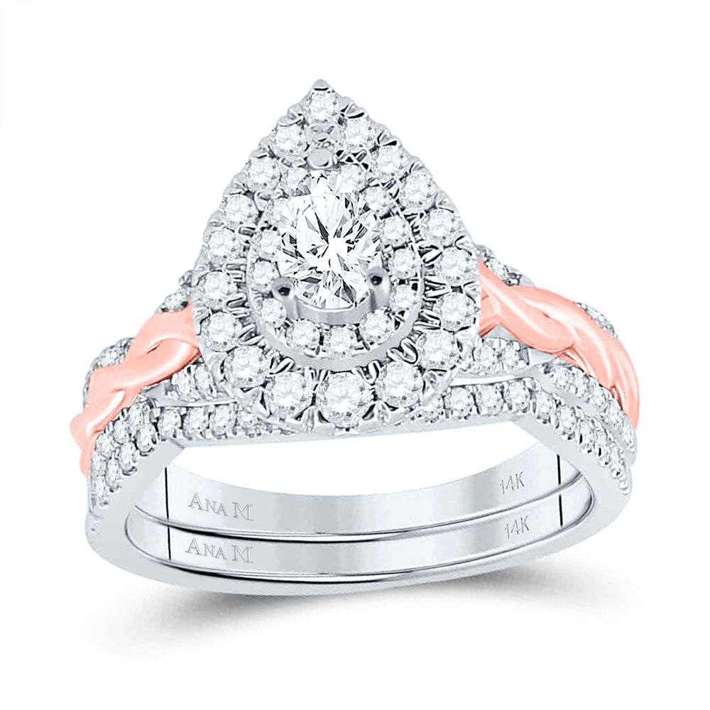 1 CT-DIA ANA M 1/3CT-CPEAR BRIDAL SET