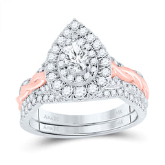 1 CT-DIA ANA M 1/3CT-CPEAR BRIDAL SET