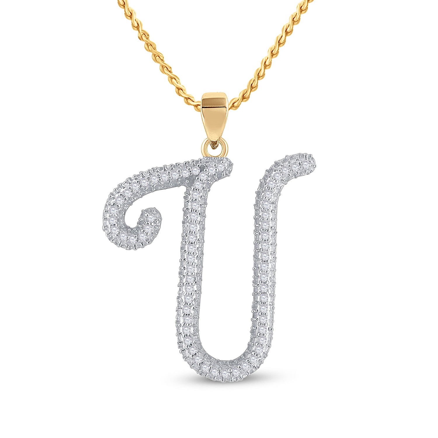 1/5CT-DIA GIFT INITIAL "U" PENDENT