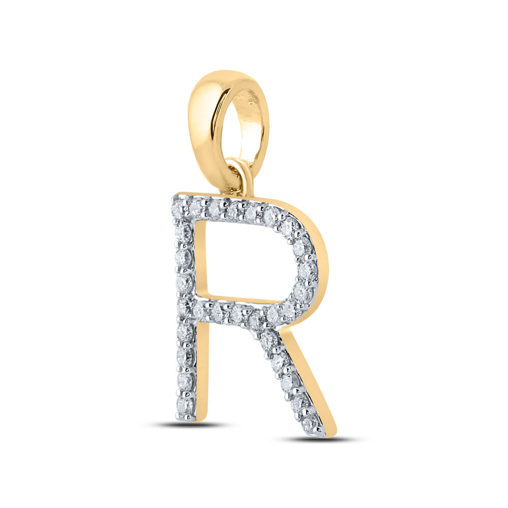 10K Yellow Gold 1/5 CTW-Natural Diamond Ladies Initial "R" Pendant 1.07 Gram