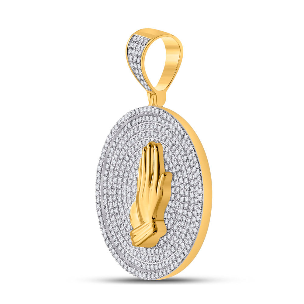 1CTW-DIA P1P2 PRAYING HANDS ROUND PENDANT