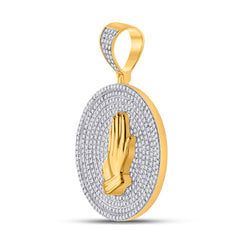 1CTW-DIA P1P2 PRAYING HANDS ROUND PENDANT