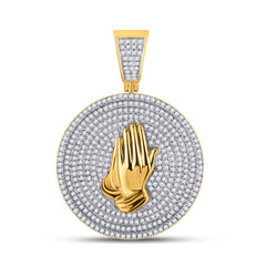 1CTW-DIA P1P2 PRAYING HANDS ROUND PENDANT