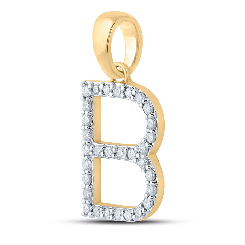 14K Yellow Gold 1/4 CTW-Natural Diamond Ladies Initial "B" Pendant 1.49 Gram