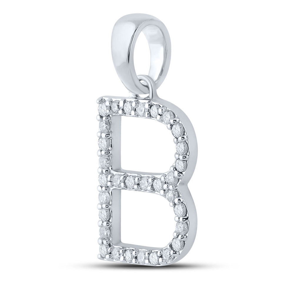 10K White Gold 1/4 CTW-Natural Diamond Ladies Initial "B" Pendant 1.32 Gram