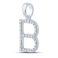10K White Gold 1/4 CTW-Natural Diamond Ladies Initial "B" Pendant 1.32 Gram