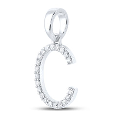 10K White Gold 1/5 CTW-Natural Diamond Ladies Initial "C" Pendant 1 Gram