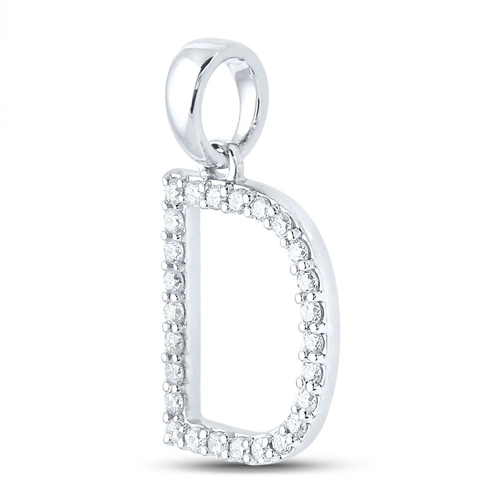14K White Gold 1/5 CTW-Natural Diamond Ladies Initial "D" Pendant 1.08 Gram