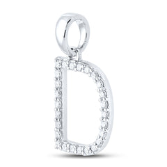 10K White Gold 1/5 CTW-Natural Diamond Ladies Initial "D" Pendant 0.96 Gram
