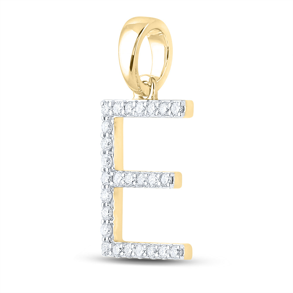 14K Yellow Gold 1/5 CTW-Natural Diamond Ladies Initial "E" Pendant 1.23 Gram