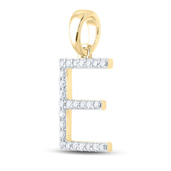 14K Yellow Gold 1/5 CTW-Natural Diamond Ladies Initial "E" Pendant 1.23 Gram