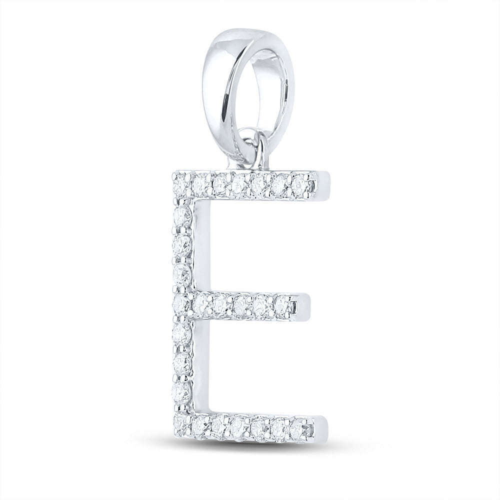 14K White Gold 1/5 CTW-Natural Diamond Ladies Initial "E" Pendant 1.23 Gram