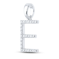 14K White Gold 1/5 CTW-Natural Diamond Ladies Initial "E" Pendant 1.23 Gram