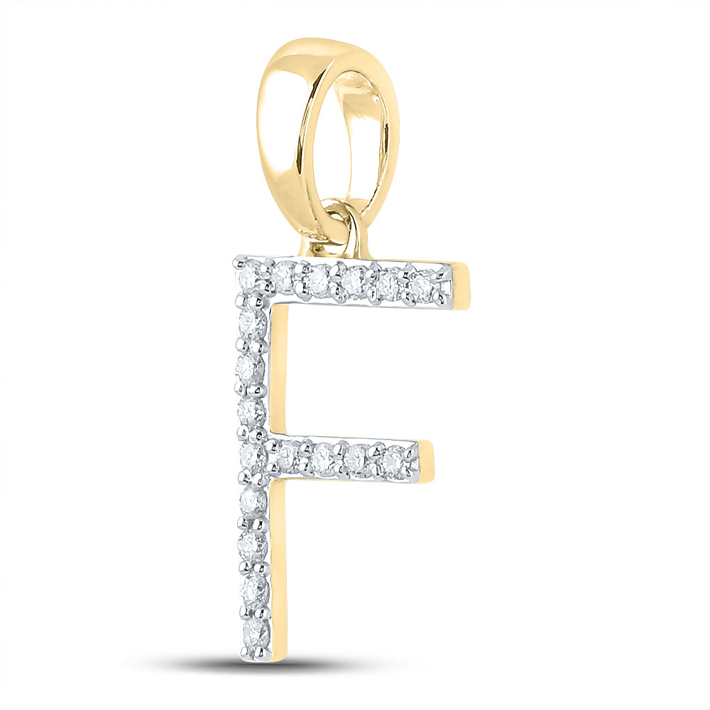 14K Yellow Gold 1/8 CTW-Natural Diamond Ladies Initial "F" Pendant 1.01 Gram