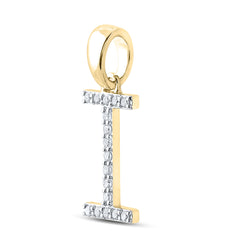 14K Yellow Gold 1/8 CTW-Natural Diamond Ladies Initial "I" Pendant 0.98 Gram