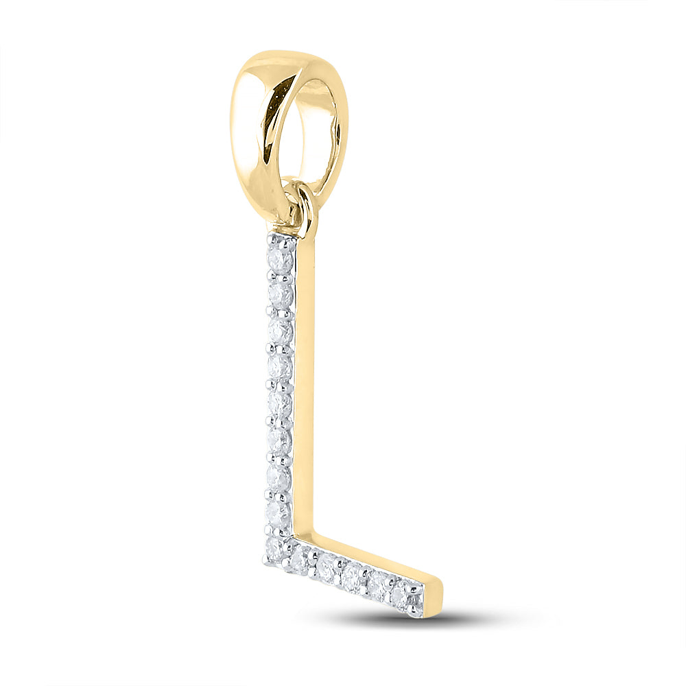 14K Yellow Gold 1/8 CTW-Natural Diamond Ladies Initial "L" Pendant 0.84 Gram