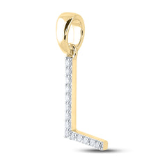 14K Yellow Gold 1/8 CTW-Natural Diamond Ladies Initial "L" Pendant 0.84 Gram